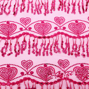 Paillettes frangées suspendues maille gaze dentelle tissu coeur fleurs tissu brodé pour Costume de Performance de danse - Product Image 5