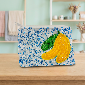 Pochette carrée à perles avec motif banane, design brodé en toile, pour usage quotidien décontracté - Product Image 3