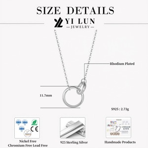 YILUN Collana Minimalista con Pendente a Doppio Cerchio Intrecciato in Argento Sterling 925 Placcato Rodio per Donne, Gioielli Raffinati - Product Image 6