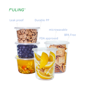 Mangkuk Plastik Bulat Sekali Pakai untuk Salad, Buah, Sup, Ukuran 8, 12, 24, 32, 16 Oz, Aman untuk Microwave, dengan Tutup, Cetak Sesuai Pesanan dari Pabrik Fuling - Product Image 2