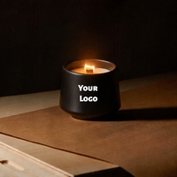 Lilin Aroma Kedelai dengan Logo Kustom dalam Stoples Keramik Hitam Matte dengan Sumbu Kayu untuk Dekorasi Rumah yang Mewah