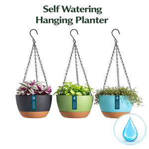 Jardinière suspendue à arrosage automatique avec système de drainage efficace, <span class=keywords><strong>pot</strong></span> de fleurs en plastique réutilisable pour plantes d'intérieur et d'extérieur - Product Image 1