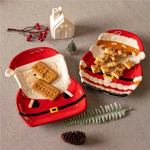 LUYI - Décoration de table festive pour <span class=keywords><strong>les</strong></span> fêtes de Noël, bol à <span class=keywords><strong>biscuits</strong></span> peint à la main de 18 oz, vaisselle en céramique Père Noël, bonbons - Product Image 3