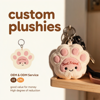Porte-clés en peluche avec empreinte de patte, accessoire personnalisé sur le thème des animaux de compagnie pour la vente au détail, la vente en gros et les usines OEM