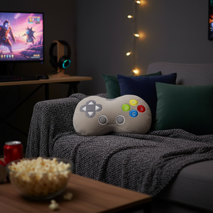 Cuscino Peluche Moderno a Forma di Gamepad da 12 Pollici Grigio con Stampa Digitale NYFY-1217 per Regali di Compleanno MOQ 100 Prodotto in Cina - Product Image 3