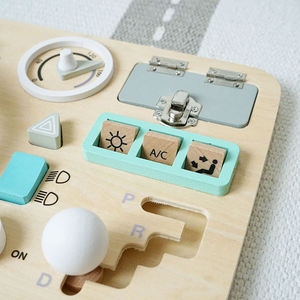 Tableau d'activités en bois sur le thème de la <span class=keywords><strong>voiture</strong></span> avec volant simulé, jouet sensoriel Montessori <span class=keywords><strong>pour</strong></span> tout-petits - Product Image 3