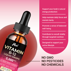 Gocce Liquide di Vitamina B12 ad Alto Assorbimento, Integratore per Vegetariani, Supporta <span class=keywords><strong>la</strong></span> Formazione di Globuli Rossi e <span class=keywords><strong>la</strong></span> Funzione Immunitaria - Product Image 3
