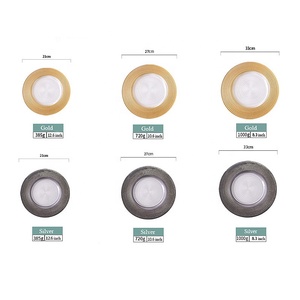 Vajilla Europea y Occidental Creativa, <span class=keywords><strong>Platos</strong></span> de Cristal con Borde Dorado y Plateado de 13 Pulgadas, Diseño de Espiral y Rayas - Product Image 5