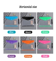 Enveloppes à documents en plastique poly PP transparent et horizontal de taille A4 Sacs à lime avec fermeture à bouton