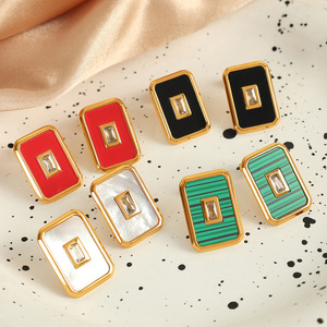 Women's Stainless Steel Snake Chain Jewelry <b>Set</b> Red Geometric Earrings Necklace <b>Bracelet</b> Party Fashion - Product Image 3