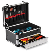 Boîte à outils en aluminium avec tiroir, serrure en métal, organiseur d'outils portable, étui pour le bureau, la salle de sport