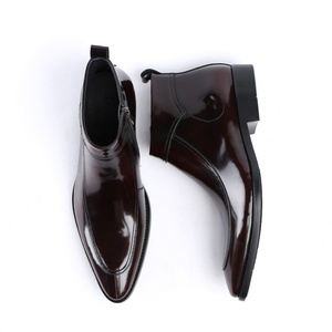 Men's Trendy Black Leather Men's Outdoor Walking <b>Boots</b> Daily Casual Party Leather <b>Boots</b> - Product Image 1