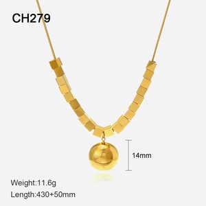 Collar De Orbe y cuboide geométrico chapado en oro de 18 quilates-Cadena de clavícula de acero inoxidable de hip-hop urbano con borde modular - Product Image 6