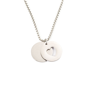 Collana con Doppio Ciondolo a Cuore Cavo in Acciaio Inossidabile Oro/Oro Rosa/Argento Stile Hip-Hop 'Per Sempre nel Mio Cuore' - Product Image 3