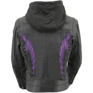 2025แจ็คเก็ตหนังงูสำหรับผู้หญิงน้ำหนักเบา, สำหรับดำน้ำกลับได้ปีกสีม่วงหนังงูแท้ PU พร้อมโลโก้ตกแต่ง - Product Image 5