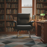 Chaise de bureau de direction en cuir véritable à dossier haut, chaise de bureau ergonomique de luxe avec base en bois