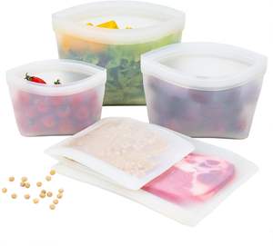 Organizador de almacenamiento de cocina minimalista Ziplock Keeping Flesh Bolsas de almacenamiento de alimentos de silicona reutilizables Stand up - Product Image 1