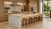 Quartzite Doré Fusion Élégant pour Îlot de Cuisine, Plan de Travail, Table à Manger, Escalier de Villa, Salon, Chambre à Coucher, Décoration Intérieure