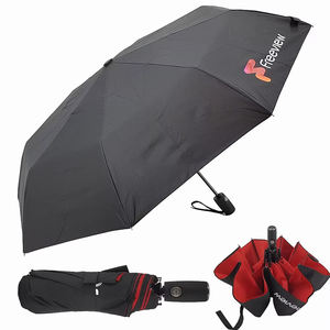 Fábrica China 21 pulgadas Compacto Doble capa Fibra de vidrio A prueba de viento Impermeable 3 <span class=keywords><strong>Paraguas</strong></span> plegable para el sol y la lluvia con impresiones de logotipos - Product Image 3