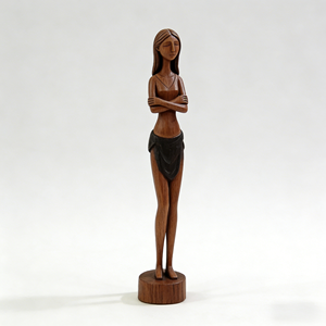 Figura Tribal Africana Tallada en Madera Natural, Artesanía Hecha a Mano para Colección - Product Image 1