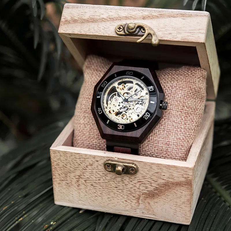 BOBO BIRD 2022 New Men Fashion Watch Automatic Mechanical Watch Creative Wooden Wristwatch Cool Christmas Gifts reloj hombre