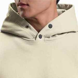 Haute qualité épais coton Poly sans ficelle poche kangourou hommes bouton pression sweat avec capuche sweats à capuche sans ficelle - Product Image 3