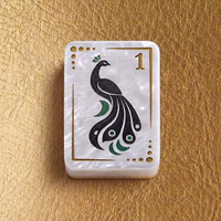 Set Ubin Mahjong Seni Oriental Amerika Motif Vintage Ginkgo Anggrek Merak Ular Harimau Lapis Ganda Akrilik