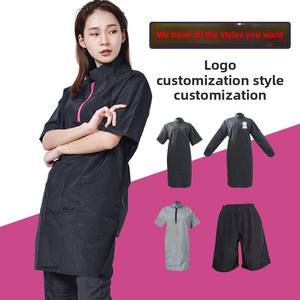 לשים דפוס משלך חולצת שחור להתאמה אישית לוגו חולצת שחור zip הקדמי צמרות פרווה עמיד למים חליפת טיפוח נשים לגברים - Product Image 2