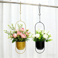 HUFU Pot de fleurs suspendu en fer moderne, simple, robuste et durable pour balcon, rose verte, plante verte, panier suspendu décoratif