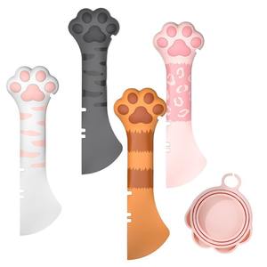 Cuillère à friandises pour chat avec poignée ergonomique, écologique, avec couvercle en silicone, ouvre-boîte pour chat, cuillère mignonne en forme de patte pour aliments humides - Product Image 1