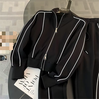 Ensemble de pulls en tricot décontractés haut de gamme, style sport et loisirs occidental avec col montant, pour le sport occidental ou un usage quotidien