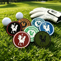 Marcador de pelota de golf de esmalte suave personalizado Green Reader Dólar de Hong Kong, clip para gorra de golf, soporte en blanco para gorra, juego de marcadores de pelota