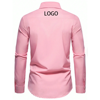 Haute qualité 100% pur coton Oxford armure marque broderie Logo personnalisé luxe couleur unie à manches longues formel hommes chemise de bureau