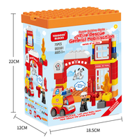 Lot de 75 gros blocs de construction : Station de pompiers et voitures – Jouet éducatif de construction – Fournisseur en gros pour enfants de 3 ans et plus