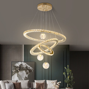 Lampadario LED Moderno per Soggiorno, Sala <span class=keywords><strong>da</strong></span> Pranzo, Camera <span class=keywords><strong>da</strong></span> Letto, <span class=keywords><strong>Cucina</strong></span>, Lampada <span class=keywords><strong>a</strong></span> <span class=keywords><strong>Sospensione</strong></span> con Design ad Anello Dorato - Product Image 4