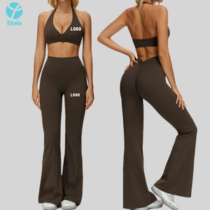 مخصص 2 قطعة عالية مخصر مشتعل Activewear بيلاتيس اليوغا اللياقة البدنية صالة الألعاب الرياضية ملابس تجريب مجموعات للنساء - Product Image 3