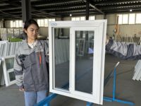 Fenêtres coulissantes à double vitrage en PVC/UPVC transparent givré, à petite arche, 3 rails, pour la maison