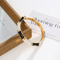 Modearmband van bamboe met knoopdesign, verguld, bamboe armbanden van gekleurd geglazuurd metaal, Valentijnsdag cadeau