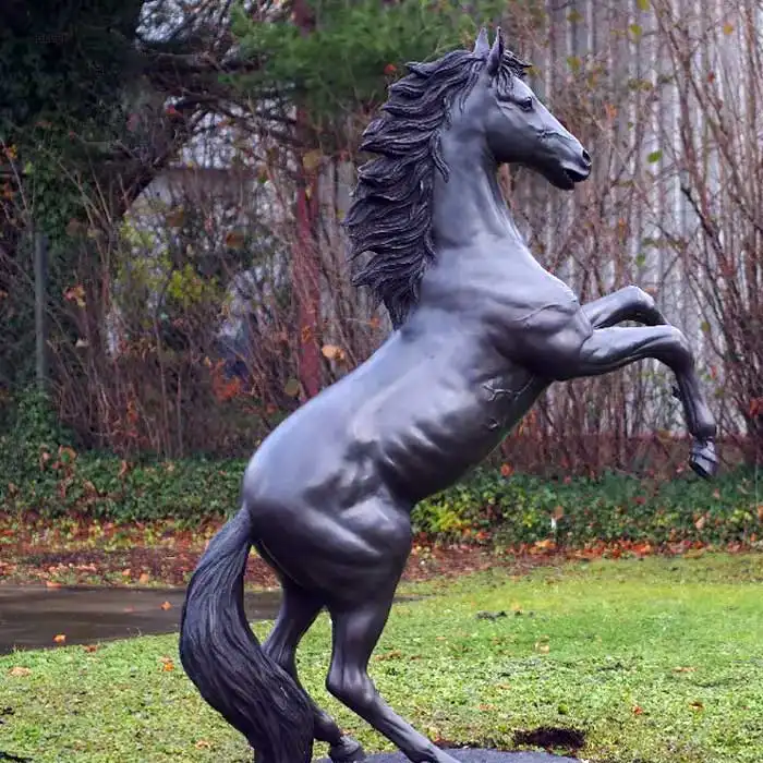 Escultura de caballo para decoración de jardín al aire libre, estatua de Caballo de bronce de Metal con figura de hombre, venta al por mayor