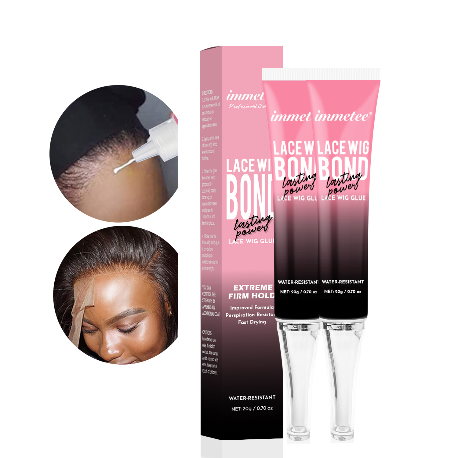 Популярный кружевной клей IMMETEE, сильная фиксация, невидимый клей для наращивания волос, частная марка, пользовательский водонепроницаемый кружевной клей