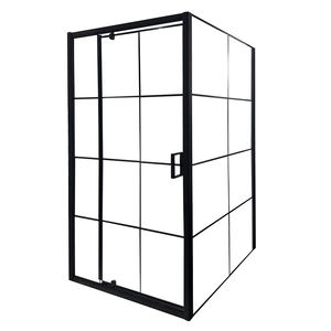 Puerta <span class=keywords><strong>de</strong></span> ducha enmarcada en negro con apertura <span class=keywords><strong>de</strong></span> bisagra única, ducha rectangular, <span class=keywords><strong>baño</strong></span>, puerta pivotante <span class=keywords><strong>de</strong></span> vidrio <span class=keywords><strong>de</strong></span> aluminio disponible en el Reino Unido - Product Image 4