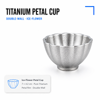 Tasse à thé en titane pur à double paroi, petite tasse à thé, ensemble de thé, tasse en forme de pétale, tasse pour cérémonie du thé, ensemble de tasses à thé, théière