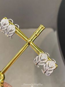 Bijoux de luxe et de mode Xinfly, or véritable 18 carats et diamant naturel 0,4 ct, boucles d'oreilles en forme de plume - Product Image 5