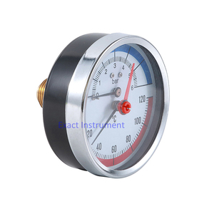 Manômetro e Termômetro, Tipo de Manômetro com Caixa de Aço Preto e Conexão de Latão na Parte Traseira ou Inferior - Product Image 3