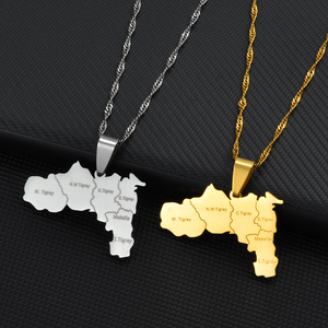 Collane con Ciondolo della Regione del Tigray in Etiopia, Gioielli Africani in Acciaio Inossidabile Argento per Donne e Ragazze con Nome del Villaggio # 237721 - Product Image 4