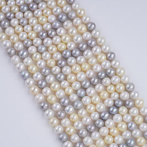 Collier et bracelet en perles semi-finies de 6-7 mm, en eau douce naturelle, de couleur bonbon, pour la fabrication de bijoux DIY, perles blanches et roses - Product Image 3