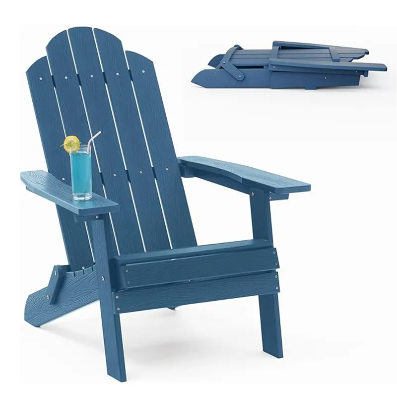 HDPE Folding Adirondack Chair Weather Resistant Plastic Fire Pit Cadeiras Adorondic Plastic Outdoor para Backyard Beach