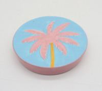 Sous-verre et assiette décorative en céramique motif palmier tropical hawaïen, décoration de table en relief 3D peinte à la main avec cocotier, logo personnalisé