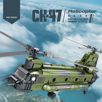 Modèle d'hélicoptère CH-47 Chinook Kit de construction en plastique pour enfants Jouet d'avion militaire Blocs de construction Avion Hélicoptères militaires
