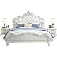 Ensembles de meubles de chambre à coucher en bois sculpté antique royal de luxe européen personnalisé lit d'hôtel 5 étoiles en cuir véritable personnalisable